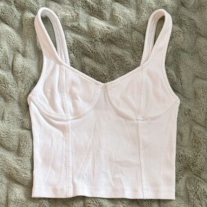 Aerie White Ribbed Tank